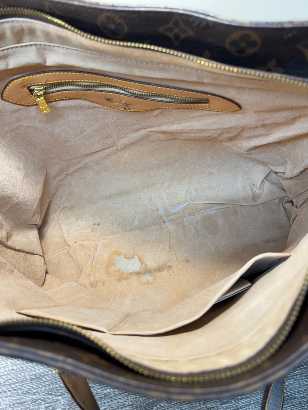 Louis Vuitton Monogram Canvas Tote in Brown with Tan Straps - Picture 10 of 12